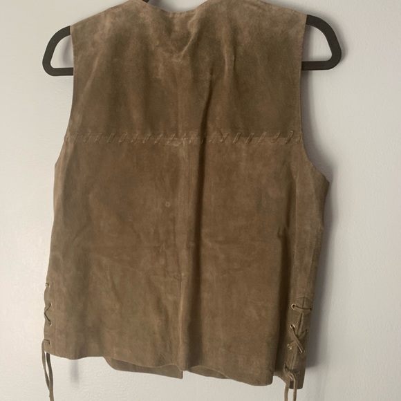 Olive green suede vest - Picture 3 of 6